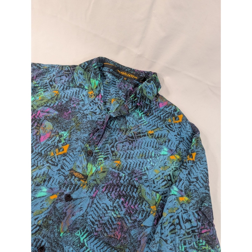 Vtg Marithe Francois Girbaud Shirt Medium Blue Button Short Sleeve Rayon Hawaiia